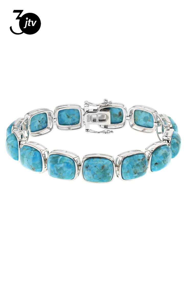 12x10mm Rectangular Cushion Cabochon Composite Turquoise Rhodium Over Silver Bracelet. Measures approximately .45 "W. Hidden box clasp with double safety. This Product Contains Composite Turquoise. This Means Separate Pieces Of Turquoise Were Bound Together. ���Stainless Steel Tongue��� Rectangular Cushion, Box Clasp, Blue Turquoise, Turquoise Blue, Silver Bracelet, Turquoise, Bracelet, Stainless Steel, Sterling Silver