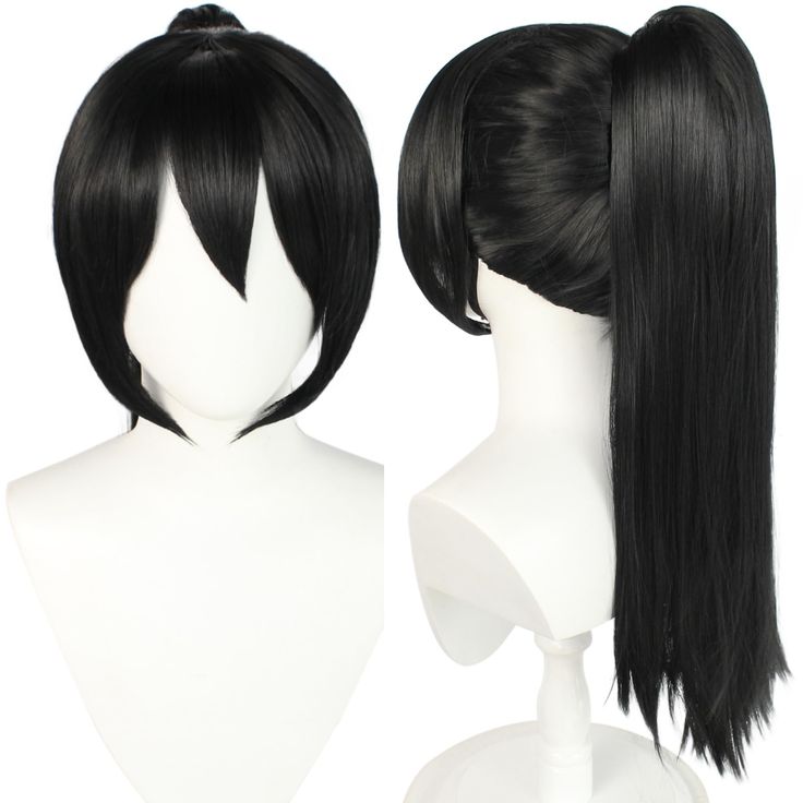 PRICES MAY VARY. Hair Material: Black ponytail wig is made of heat resistant synthetic fiber, very soft and with full-volume light-weighted fibers; will make you very comfortable when you wear it Color: As picture shows. The black wig color may vary due to inherent manufacturing variation or your computer monitor color settings Cap Size: Black ponytail costume wig is thoughtfully designed with 2 adjustable straps, 2 hooks and soft breathable material structure; it could be adjusted easily to fit Ponytail Wig Hairstyles, Long Black Ponytail, Black Cosplay Wig, Black Ponytail, Bangs Ponytail, Wig Costume, Black Cosplay, Long Hair Ponytail, Party Wig