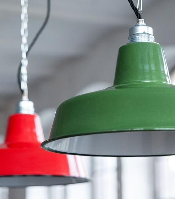 two green and red lights hanging from ceiling