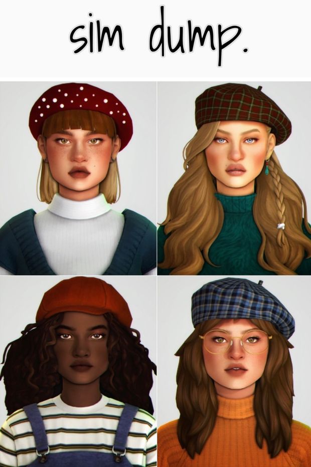 Sims 4 Content, Cc Hats, Free Sims, Play Sims, Sims 4 Teen, Sims 4 Dresses, Sims 4 Characters, Sims4 Clothes, Hat Beret