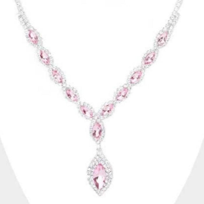 Pink Marquise Crystal Rhinestone Drop Silver Necklace SetItem: Necklace & Pierced EarringsBrand: Christine CollectionColor: Pink, SilverFastening: Lobster Clasp Metal: Alloy, Lead & Nickle FreeMaterials: Metal, Glass Crystal, Rhinestones Length: 16" + 4" Extension Decor Size: 1.75" Long (inches)Earrings: 1.5" LongTheme: Statement, Bridal, Evening, Prom, PageantAll Measurements are Approximate Sold As One Individual Necklace and One Matching Pair Of Pierced Earrings Flower Necklace Aesthetic, Flower Necklace Outfit, Choker Necklace Outfit, Red Flower Necklace, Flower Choker Necklace, White And Blue Flowers, Silver Necklace Set, Flower Choker, Red Rose Flower