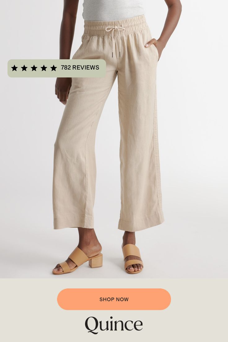 Looks like effortless style. Feels like pajamas. We love these wide-leg linen lounge pants from our best-selling European linen collection for casual work days, lazy weekends, and vacation vibes. Relaxed fit, elastic waistband, drawstring, and functional front pockets (obvi).  | Quince | Women's 100% European Linen Wide Leg Pants in Driftwood, Size Large Everyday Summer Straight Leg Pants, Trendy Summer Wide Leg Relaxed Fit Pants, Everyday Straight Leg Summer Pants, Trendy Relaxed Fit Summer Wide Leg Pants, Trendy Summer Relaxed Fit Wide Leg Pants, Effortless Wide Leg Spring Pants, Comfortable Wide Leg Summer Pants, Comfortable Summer Wide Leg Pants, Effortless Wide Leg Pants For Spring