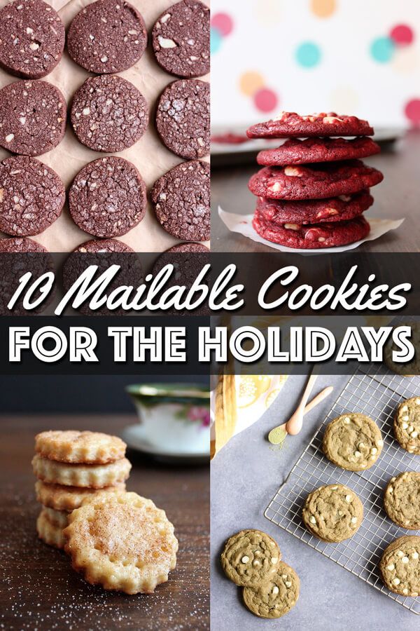 collage of cookies for the holidays with text overlay that reads 10 mulittable cookies for the holidays