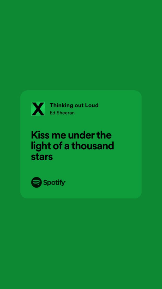 a green square with the words,'kiss me under the light of a thousand stars '