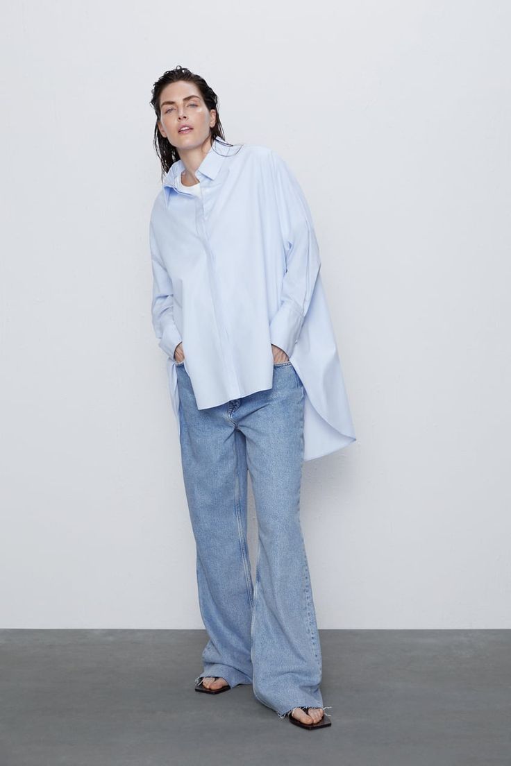 OVERSIZED POPLIN SHIRT | ZARA United Kingdom Poplin Shirt Outfit, Oversized Poplin Shirt, Outfit Mood Board, Oversized Striped Shirt, Shirt Dress Summer, Outfit 2023, Shirt Outfits, Life Care, Summer Outfit Inspiration