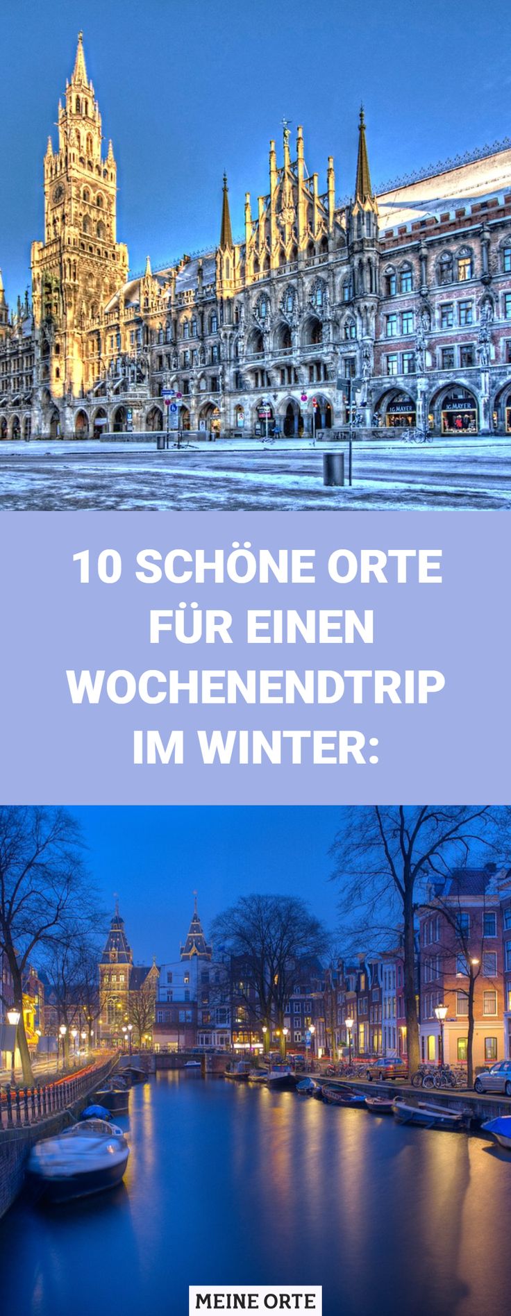 an image of the city in winter with text that reads 10 schone orte fur ennen vochend trip im winter