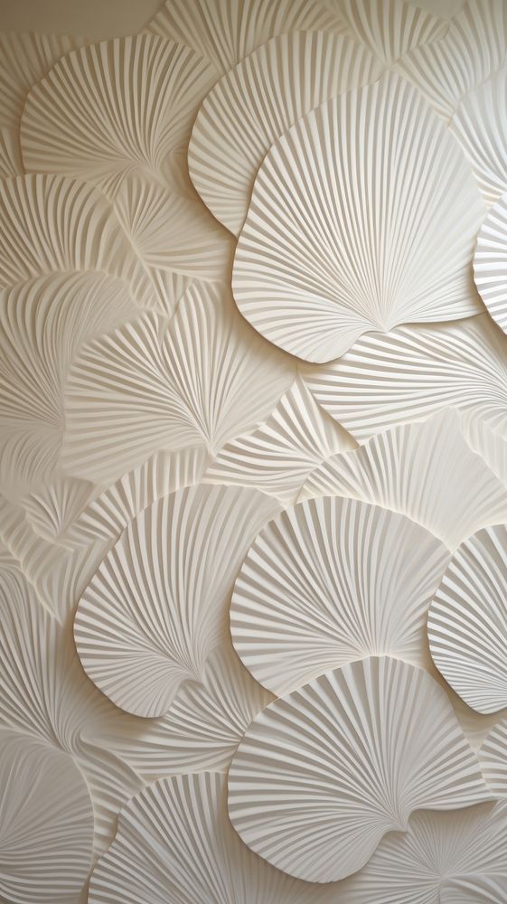 an artisticly designed wallpaper with white petals on it's surface, in the shape of leaves