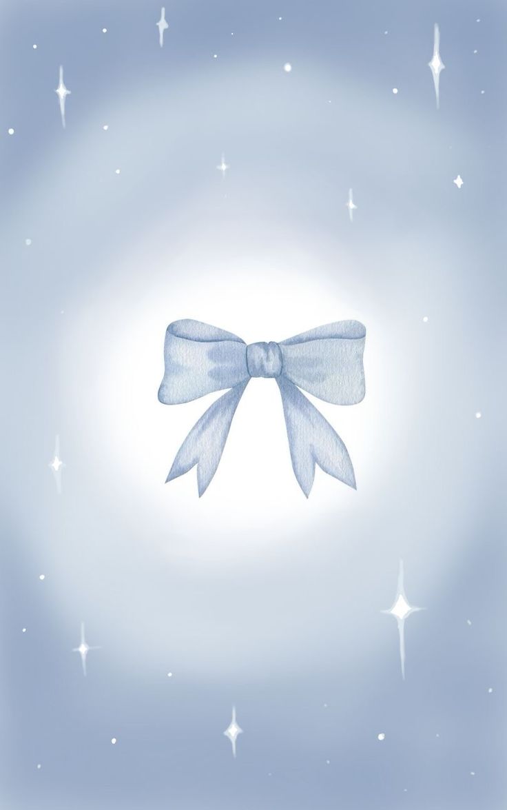 a white bow on a blue background with stars