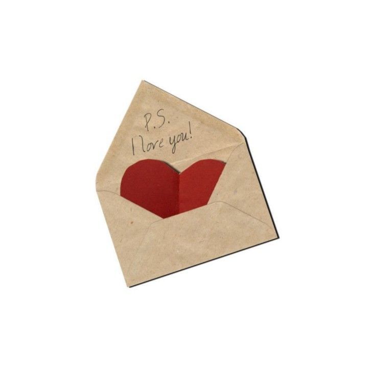 an envelope with a red heart in it and the words i love you written on it