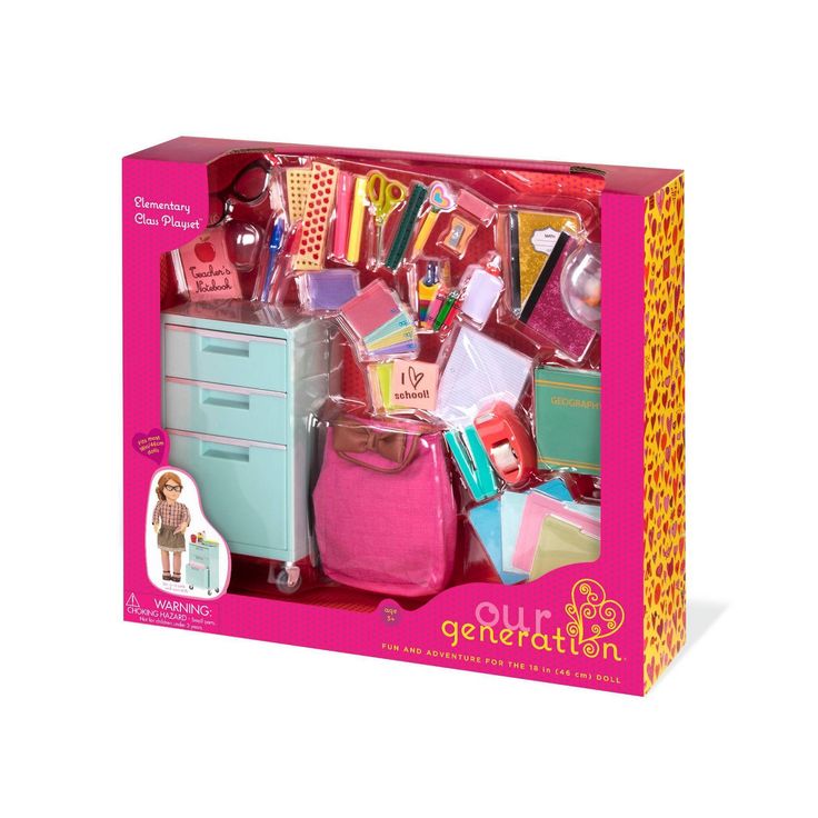 this is an image of a dollhouse furniture set in its box with clothes and accessories