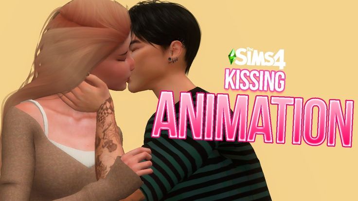 an animated image of two people kissing each other with the caption saying kiss kissing animation