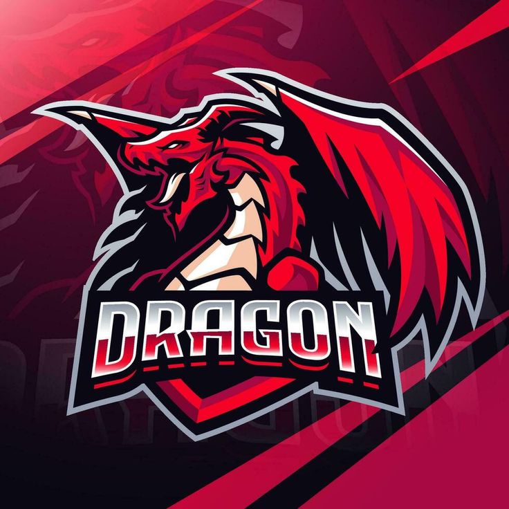 the dragon logo on a red and black background