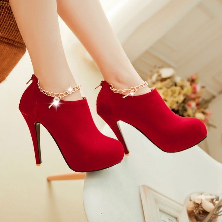 Sexy Charmed Red High Heels Ankle Boots on Storenvy Sepatu Pump, Hak Tinggi, Suede High Heels, Red High Heels, High Heel Boots Ankle, Red High, Platform High Heels, Fashion High Heels, High Heels Stilettos