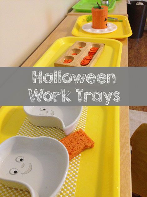 halloween work trays for kids to make