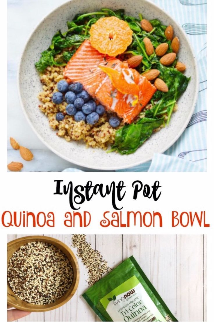 the ingredients for this healthy bowl include carrots, spinach and salmon