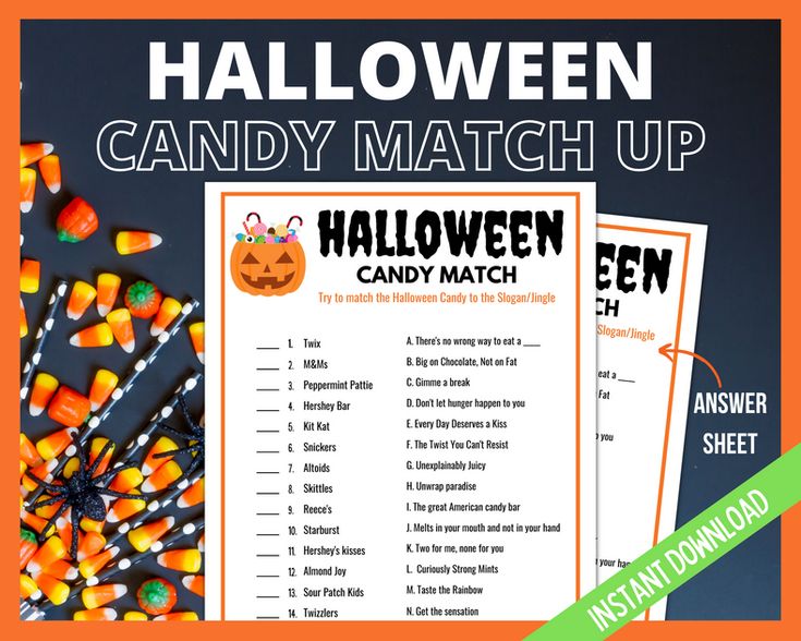 halloween candy match up game for kids to play on the table with candy and candies