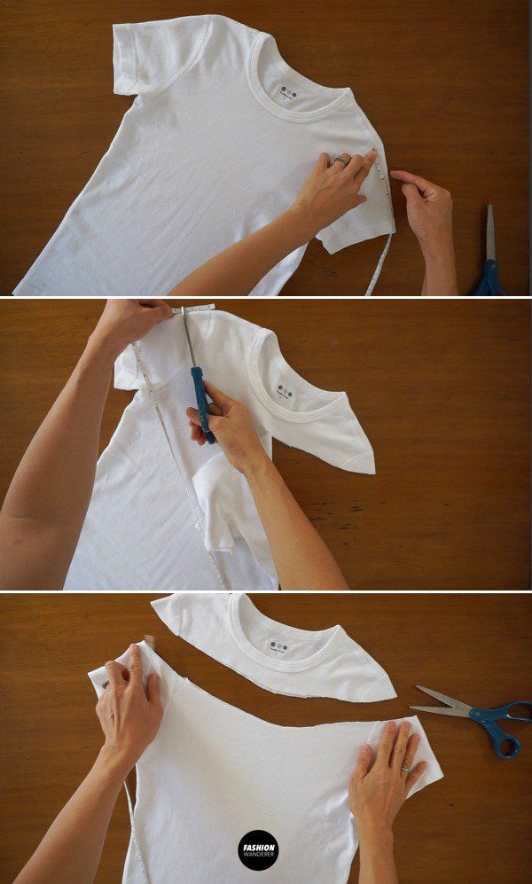 someone is cutting out a t - shirt with scissors and glue on the fabric to make it