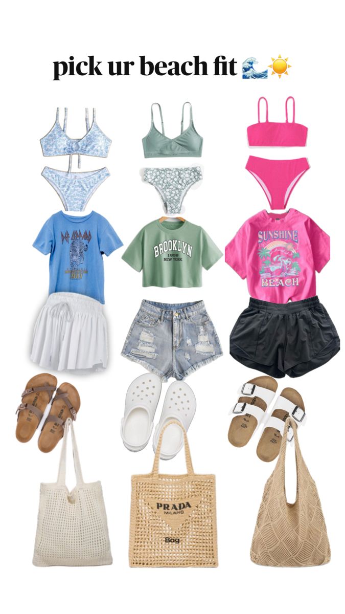 save this pin if u love the beach 🏝️ Teen Beach Outfits, Prada Milano Bag, Beach Fit, Beach Fits, Beach Outfits, Cute Preppy Outfits, Girly Accessories