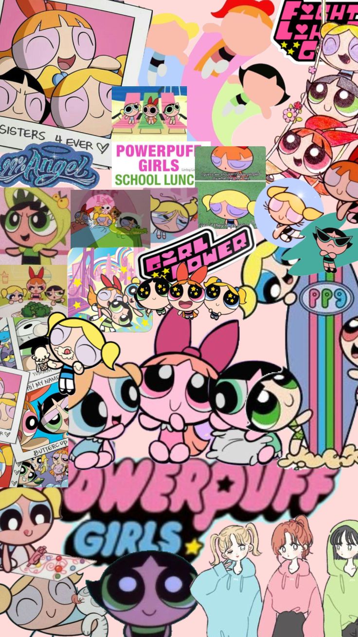 the powerpuff girls wallpaper has many different characters