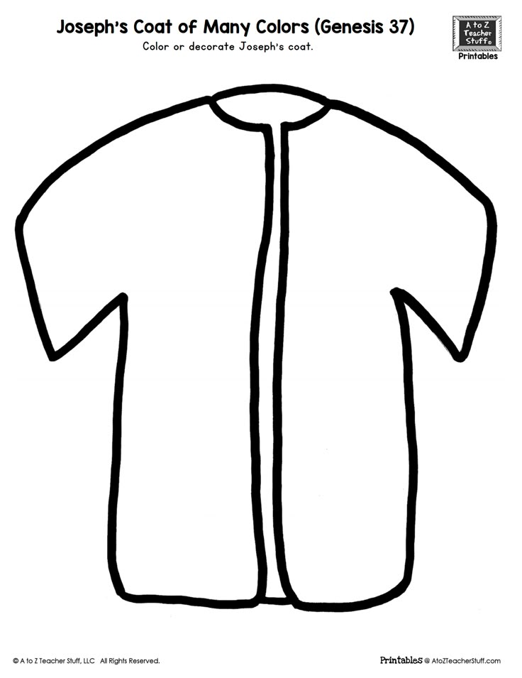 joseph's coat of many colors coloring page with the text josephs coat of many colors