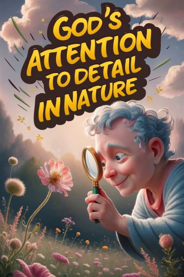 Elderly person examining a flower with a magnifying glass under text "God's Attention to Detail in Nature". Spiritual Understanding, Grow Spiritually, Divine Purpose, Surrender To God, Ephesians 1, Seeking God, Christian Faith, Spirituality, Good Things