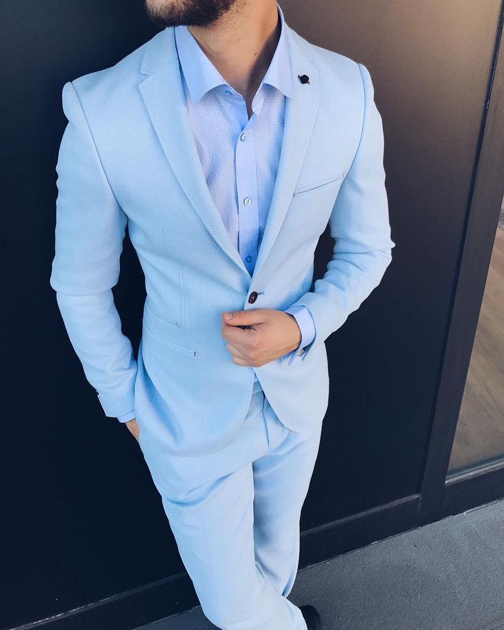 2,336 Likes, 10 Comments - Valdrin Sahiti Official (@valdrinsahitiofficial) on Instagram: “VS suit #VSman #valdrinsahitiofficial” Light Blue Coat Outfit, Hasnain Khan, Blue Slim Fit Suit, Male Suit, Groomsmen Tuxedos, Suits For Wedding, Light Blue Suit, Dapper Outfit, Stage Clothes