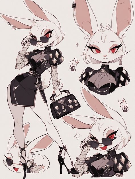 some very cute bunny girls with different outfits