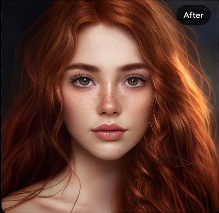 a woman with red hair and freckled skin is shown in the image before and after her makeover