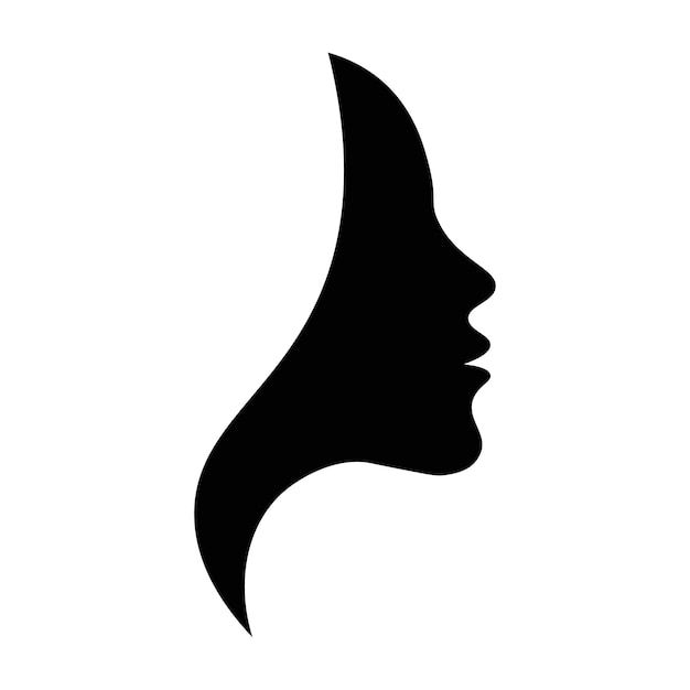 the silhouette of a woman's face with long, straight hair and eyes closed