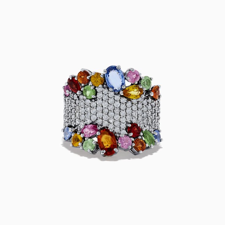 Effy Watercolors 14K White Gold Multi Sapphire and Diamond Ring Multi Sapphire, Sapphire And Diamond Ring, Effy Jewelry, Cookie Recipes, Diamond Ring, Sapphire, White Gold, Ring, Gold