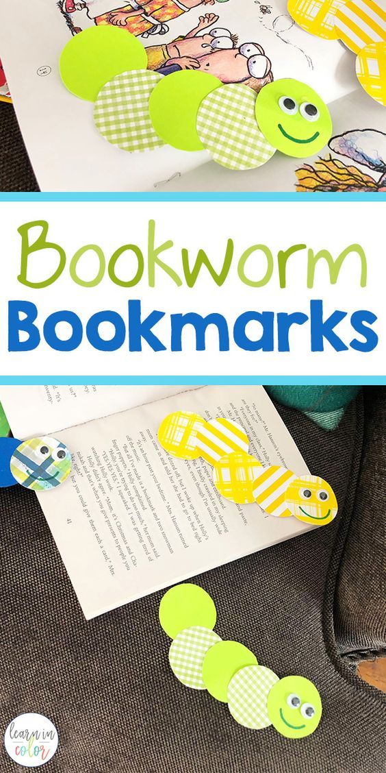 the book worm bookmarks are made with paper and cut outs to look like caterpillars