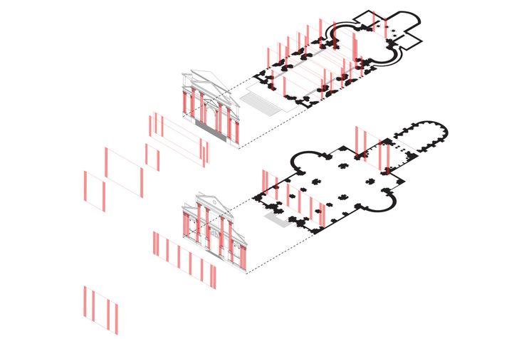 the diagram shows two different structures, one in red and one in black