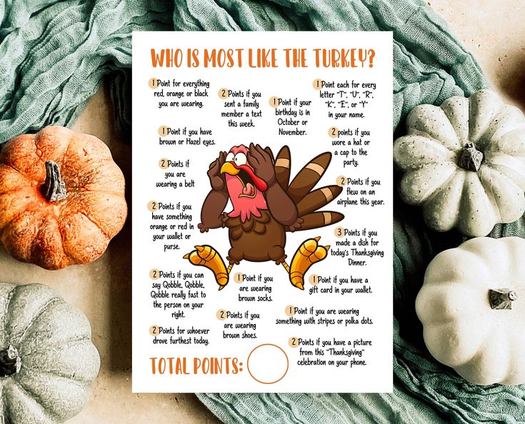 a thanksgiving card with a turkey saying who is most like the turkey?