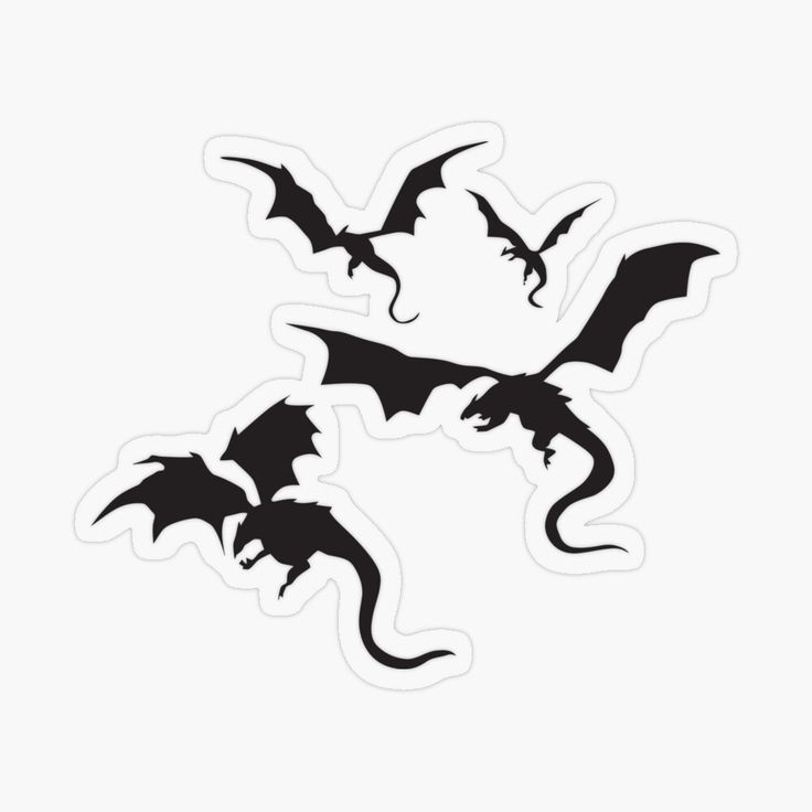 three black bats flying in the air sticker on a white background with space for text