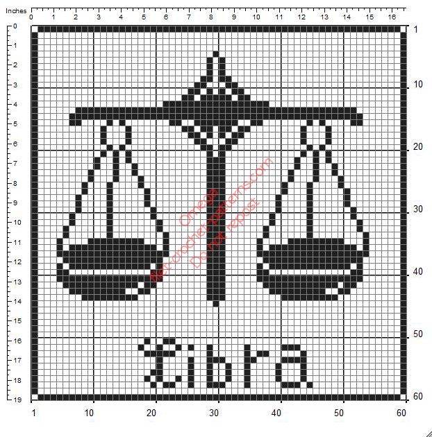 a cross stitch pattern with an image of a scale and the word balance on it