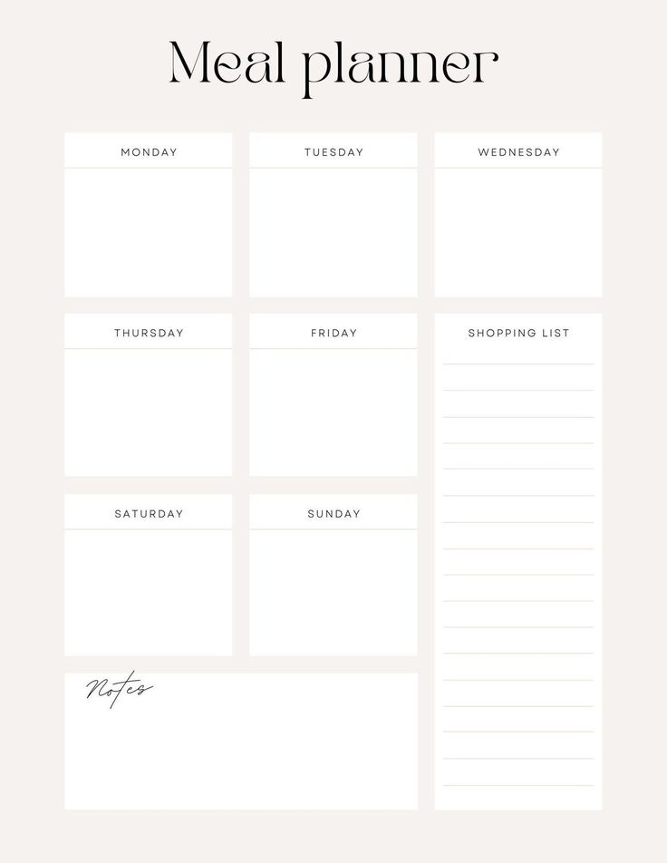 a meal planner with the words meal planner written in black and white, on top of it