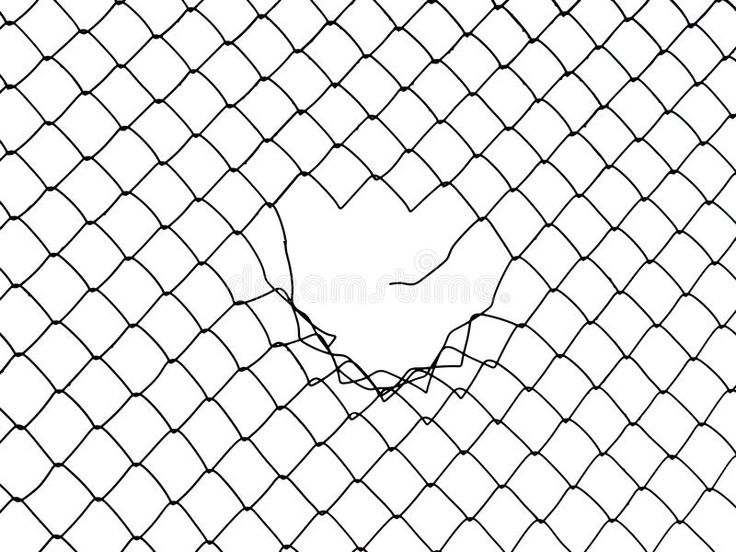 a wire fence that has been broken in half and is black and white royalty illustration