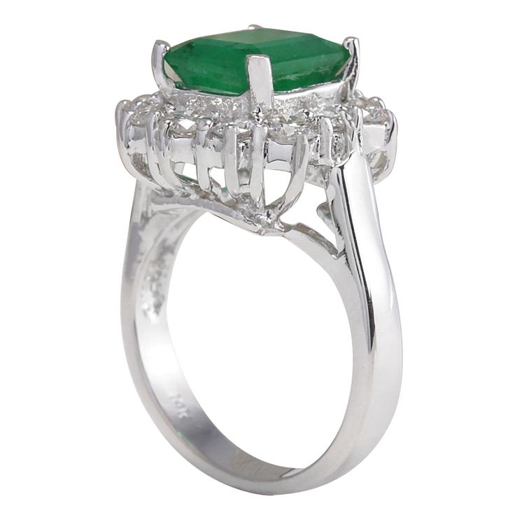 Stamped: 14K White GoldTotal Ring Weight: 6.6 GramsRing Length: N/ARing Width: N/AGemstone Weight: Total Natural Emerald Weight is 2.44 Carat (Measures: 9.56x7.62 mm)Color: GreenDiamond Weight: Total Natural Diamond Weight is 1.05 CaratColor: F-G, Clarity: VS2-SI1Face Measures: 15.88x14.76 mmSku: [702838W] Emerald Cut Gemstones With Halo Setting For Formal Occasions, Formal Emerald Rings Fine Jewelry, Formal Emerald Gemstones With Halo Setting, Luxury Round Diamond Ring For May Birthstone, Luxury Formal Rings For May Birthstone, Classic Cluster Ring With May Birthstone Gemstone, Exquisite Emerald Ring With Prong Setting For Formal Occasions, Formal Round Emerald Diamond Ring, Formal Sapphire Ring With Round Cut For May Birthstone