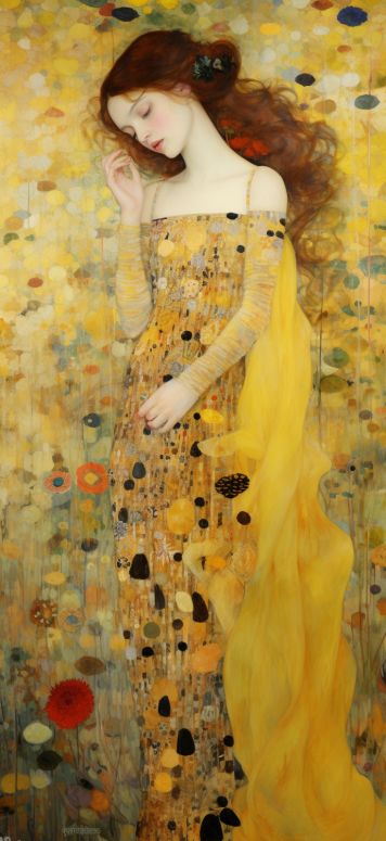 Avant-Garde Art of Gustav Klimt #AI #AIGC #Midjourney #Wallpaper Klimt Women, Klimt Inspired, Gustav Klimt Art, Alphonse Mucha Art, Klimt Paintings, Klimt Art, Mucha Art, Avant Garde Art, Yellow Art