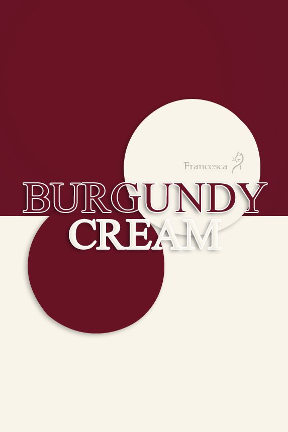 the burgundy cream logo is displayed on a white and red background