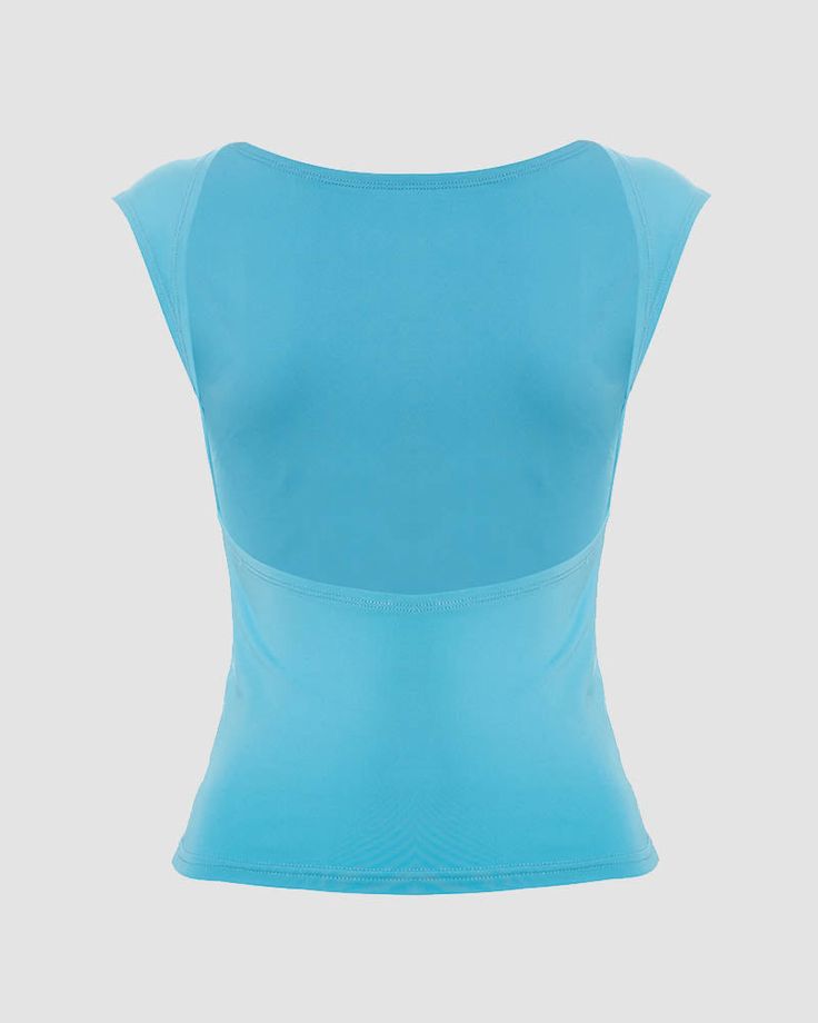 Details: Short-sleeve top with frontless designTop Length: CroppedSleeve Length: SleevelessMaterials:95% Cotton + 5% Spandex Solid Top With Built-in Bra And Scoop Back, V-neck Elastane Tops For Yoga, Yoga V-neck Top In Elastane, Elastane V-neck Yoga Tops, V-neck Elastane Yoga Tops, Sleeveless Tops With Built-in Bra, Sleeveless Stretch Mesh Top With Built-in Bra, Stretch Sleeveless Mesh Top With Built-in Bra, Blue Seamless Tank Top For Summer