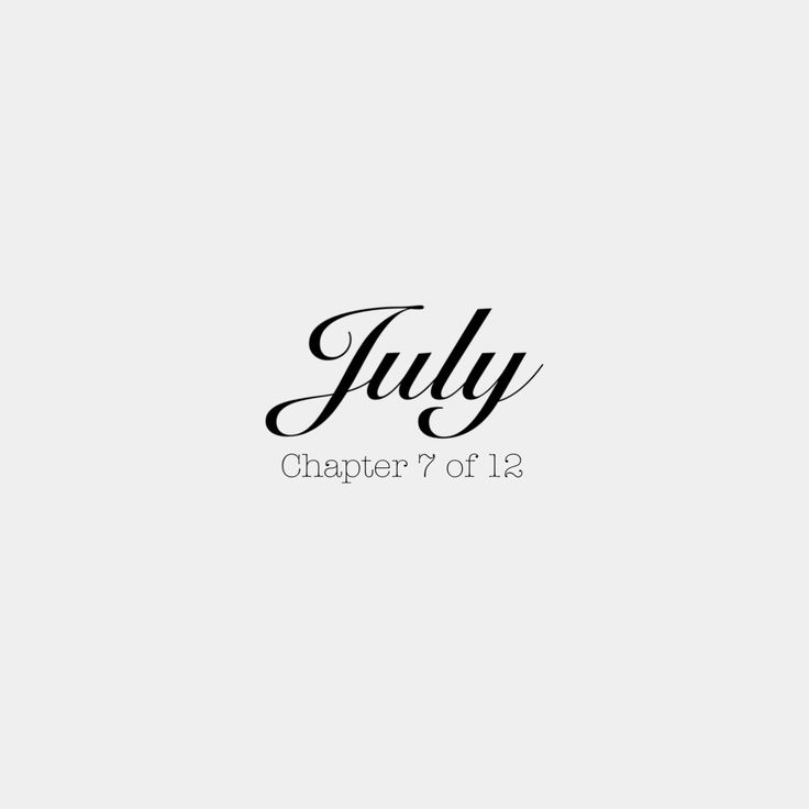 the word july written in cursive writing on a white background