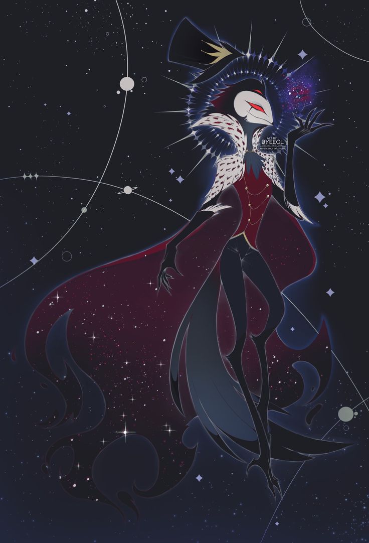 an image of a woman in the sky with stars on her head and arms outstretched