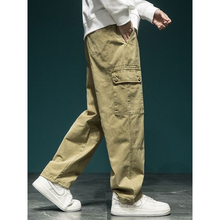 Retro Washed Functional Military Black Cargo Pants Fabric: 100% cotton Size: M, L, XL, 2XL, 3XL, 4XL Multiple Color Selections: Khaki, Black, Gray  Season: Spring, Fall, Summer, Winter Full-length Cotton Parachute Pants With Pockets, Full Length Cotton Parachute Pants With Pockets, Cotton Full-length Parachute Pants With Pockets, Cotton Full-length Parachute Pants For Outdoor, Cotton Full Length Parachute Pants For Outdoor, Outdoor Full Length Cotton Parachute Pants, Baggy Straight Cargo Jeans In Cotton, Baggy Cargo Style Cotton Pants, Baggy Full-length Cotton Cargo Jeans