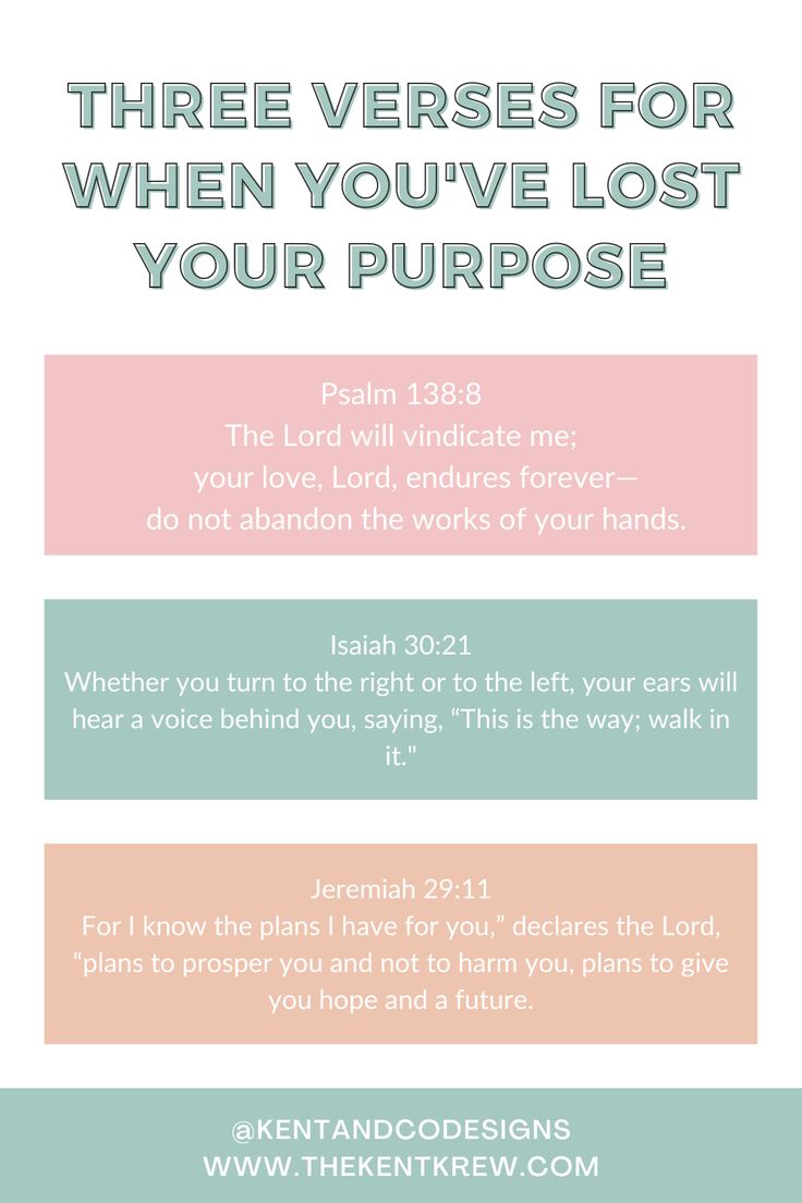 the three verses for when you've lost your purpose, which are in different colors