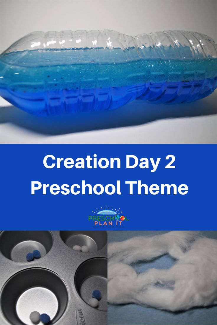 the creation day 2 preschool theme is made with play dough and plastic bottle liners