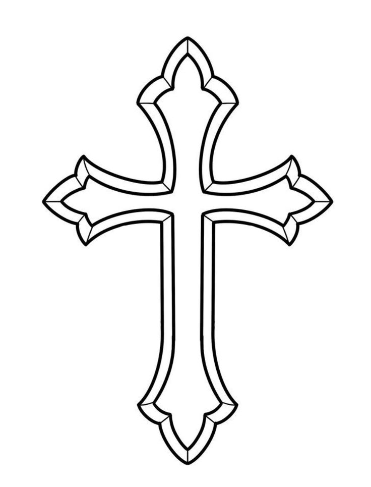 a black and white image of a cross with four crosses on the front, in an ornate