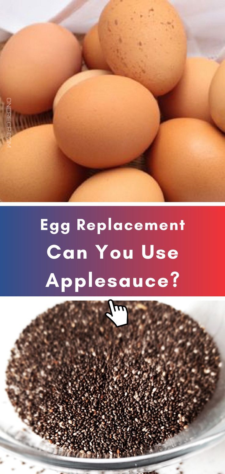 eggs in a glass bowl and an egg on a plate with the words egg repalment can you use appleauce?