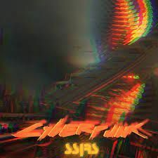 an abstract image of a train track with the word shiner spelled in red, green, yellow and blue