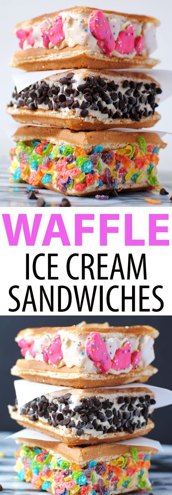 this ice cream sandwich is made with waffles and sprinkles